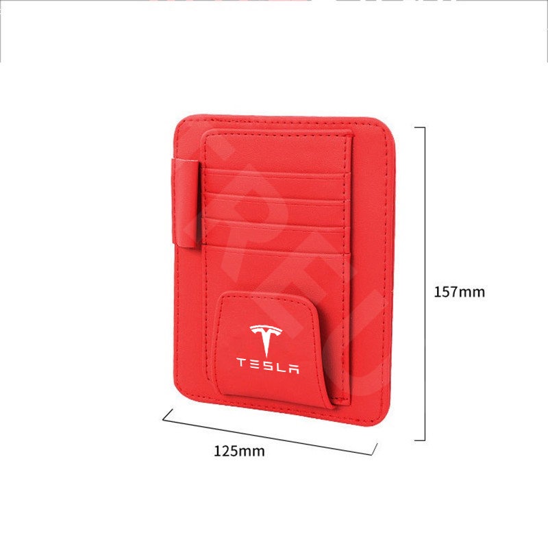 Car Sun Visor Card Organizer Tempat Klip Kacamata Hitam Kulit Untuk Tesla Model 3y S X