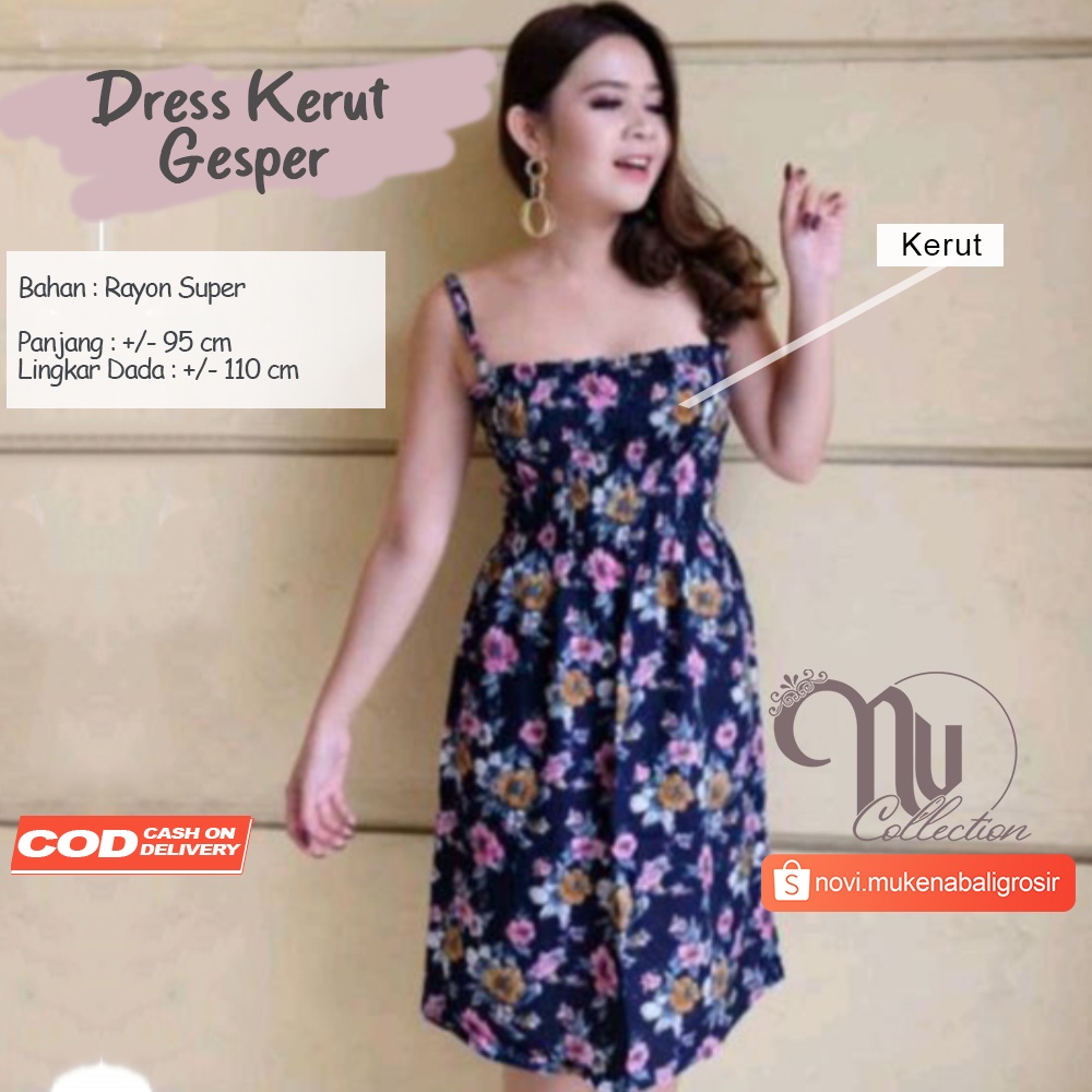 DRESS KERUT PENDEK TALI GESPER