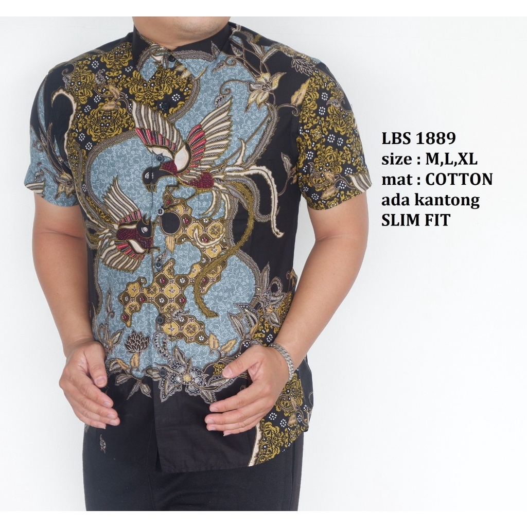 LBS1889 KEMEJA BATIK PRIA SLIM FIT LENGAN PENDEK LUIGIBATANI