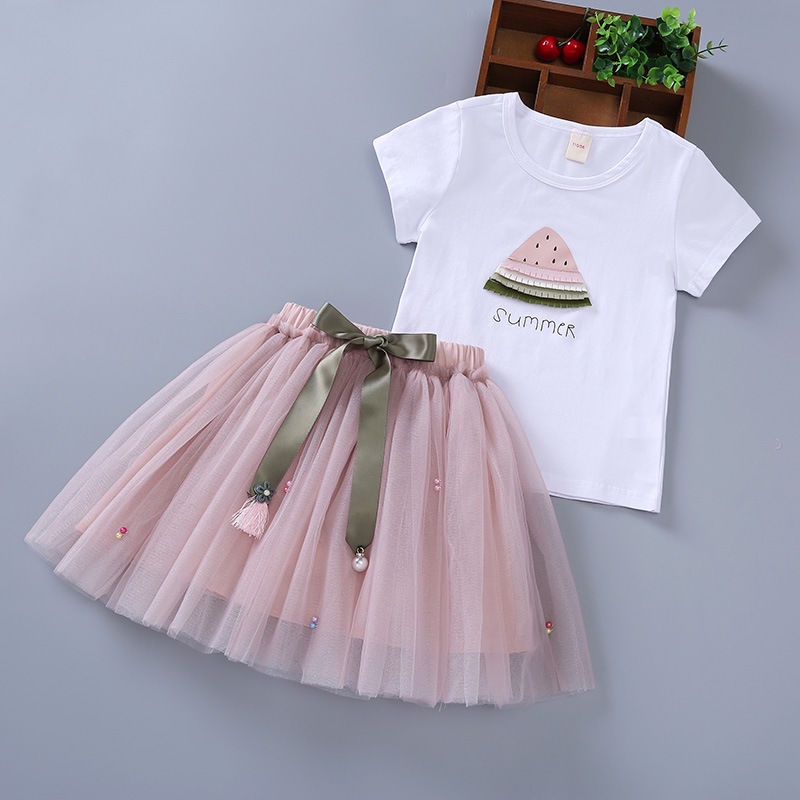 [NAFILAH FASHION] 1-9tahun Setelan baju anak perempuan Kaos+Rok Dress anak Gaun anak cewek pola sema