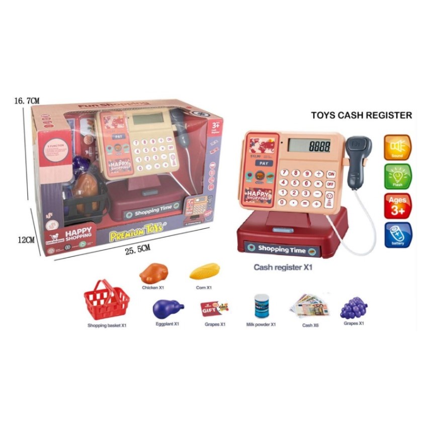 Mainan Anak HAPPY SHOPPING CASH REGISTER Cashier Machine Mesin Kasir