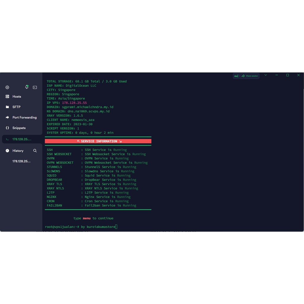 ssh ws trojan vmess vless