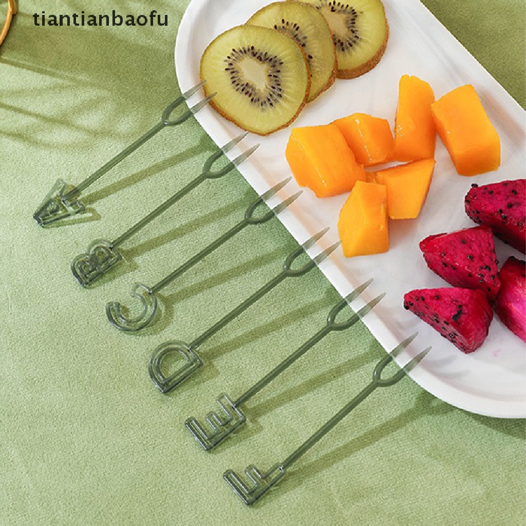 [tiantianbaofu] Garpu Buah 26huruf Mini Anak Snack Kue Buah Bekal Party Decor Boutique