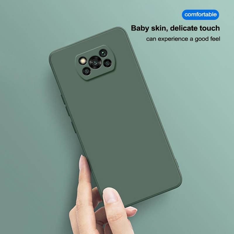 Untuk Xiaomi Poco X3 Pro GT NFC Case Persegi Cair Silikon Pelindung Lensa Kamera Phone Case Soft Cover