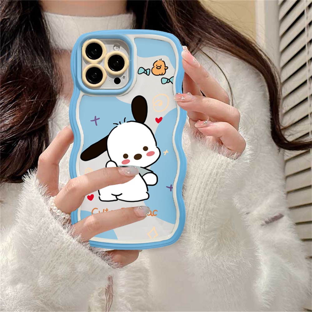 Case Samsung A04E A04S A04S A13 A03 A03S A23 A22 A21S A12 A02S A11 A51 A10 A30 A50 A52 A20S A10S M12 A71 A73 A53 A33 A32 Lucu Imut Kartun Pochacco Dan Wave Edge TPU Phone Case Cover