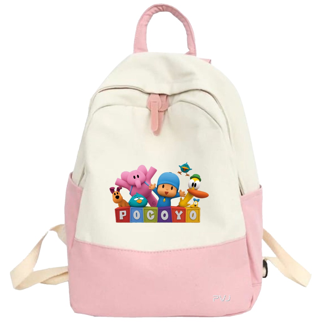 PVJ - Tas Anak Sekolah SD Motif Pocoyo Ransel Laki-laki dan Perempuan