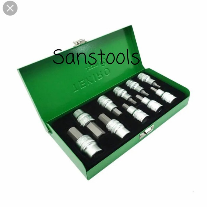 Hexbit socket Kunci Sock L Tekiro 1/2" 10pcs Hex bit 4-19mm Original