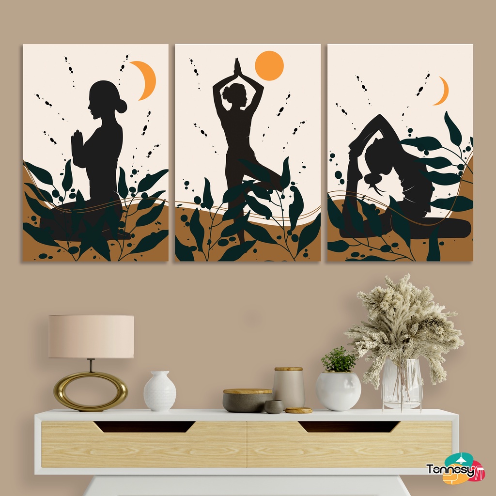 TENNESY HIASAN DINDING SILOUTE YOGA ETNIC 20x30CM WALL DECOR PAJANGAN KAYU POSTER DEKORASI DINDING DAPUR KAMAR TIDUR RUMAH