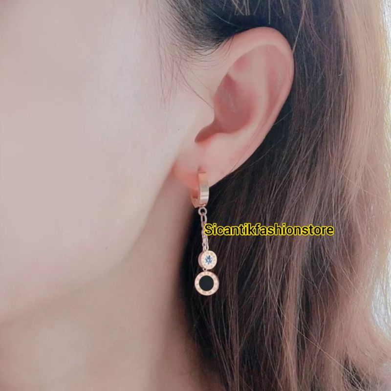 ANTING WANITA B&lt;LGARI TITANIUM ASLI TITANIUM ANTI KARAT SELAMANYA ANTING WANITA KOREA TUSUK KEKINIAN ANTING B&lt;ULGARI WANITA ANGKA ROMAWI ANTING WANITA ANGKA ROMAWI