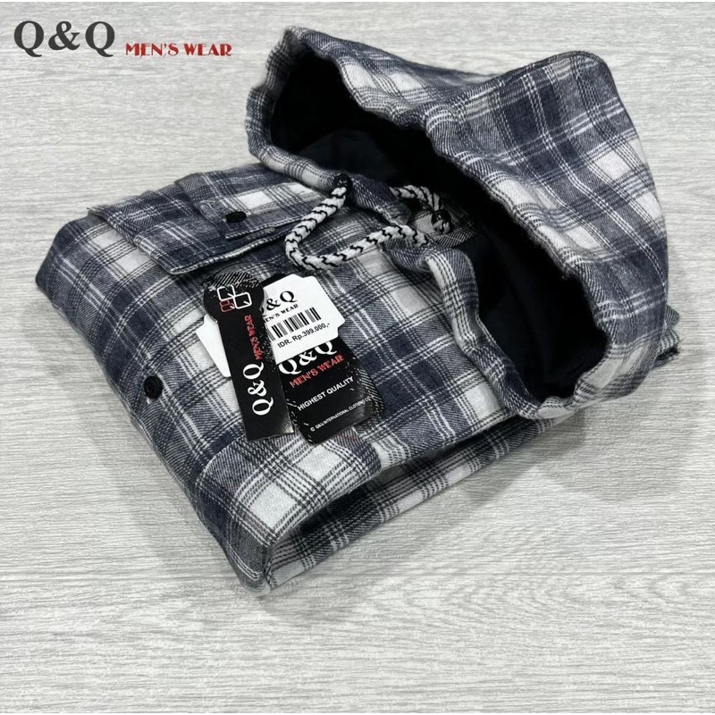 Kemeja Flanel hoodie Berkupluk kotak-Kotak Kwalitas Distro UNISEX SERIES Pria Wanita