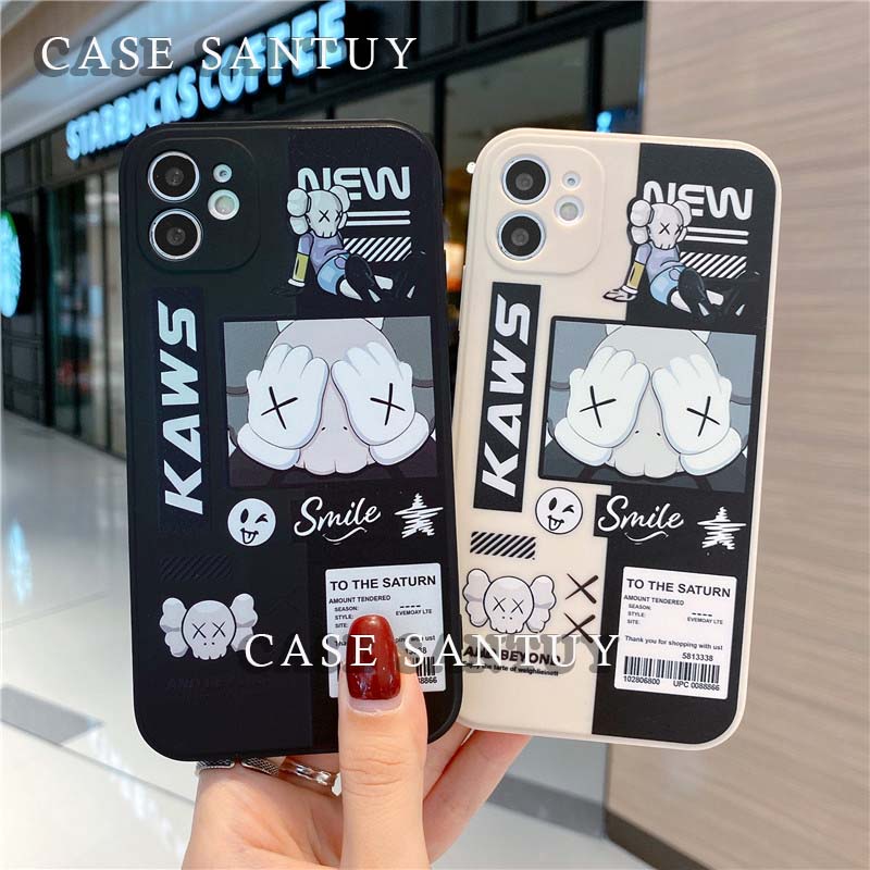 Case Casing Infinix HOT SMART NOTE 4 4C 5 6 9 10 10S 10T 11 11S Pro Play NFC Plus Lite X670 Kaws Square Edge Phone Case Cover Casing Silicone