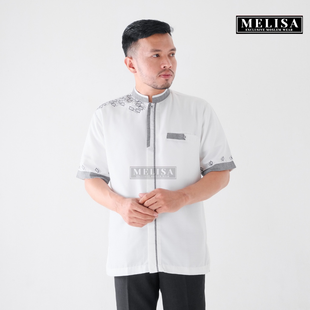 Baju Koko Pria Size Jumbo Lengan Pendek Bahan Poli Katun Warna Putih Tulang Size 2XL 3XL 4XL XXL XXXL XXXXL