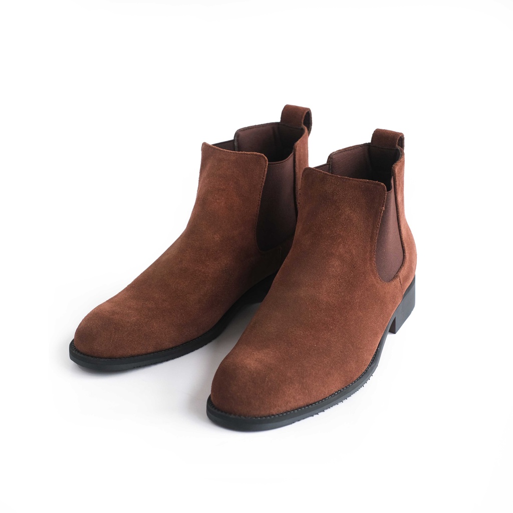 Sepatu Boot Kulit Pria - Winshor - Tobiaz - Brown suede leather