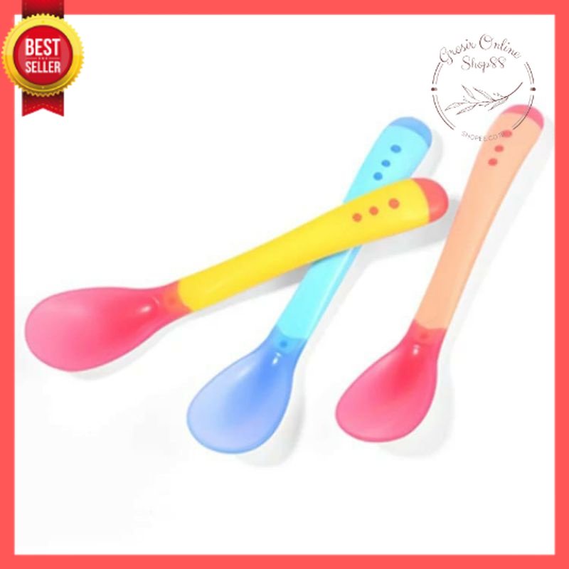 GOS -I204- Sendok Makan Bayi - Sendok Makan Silikon - Baby Spoon Silicone BPA Free - Sendok Sensor Suhu