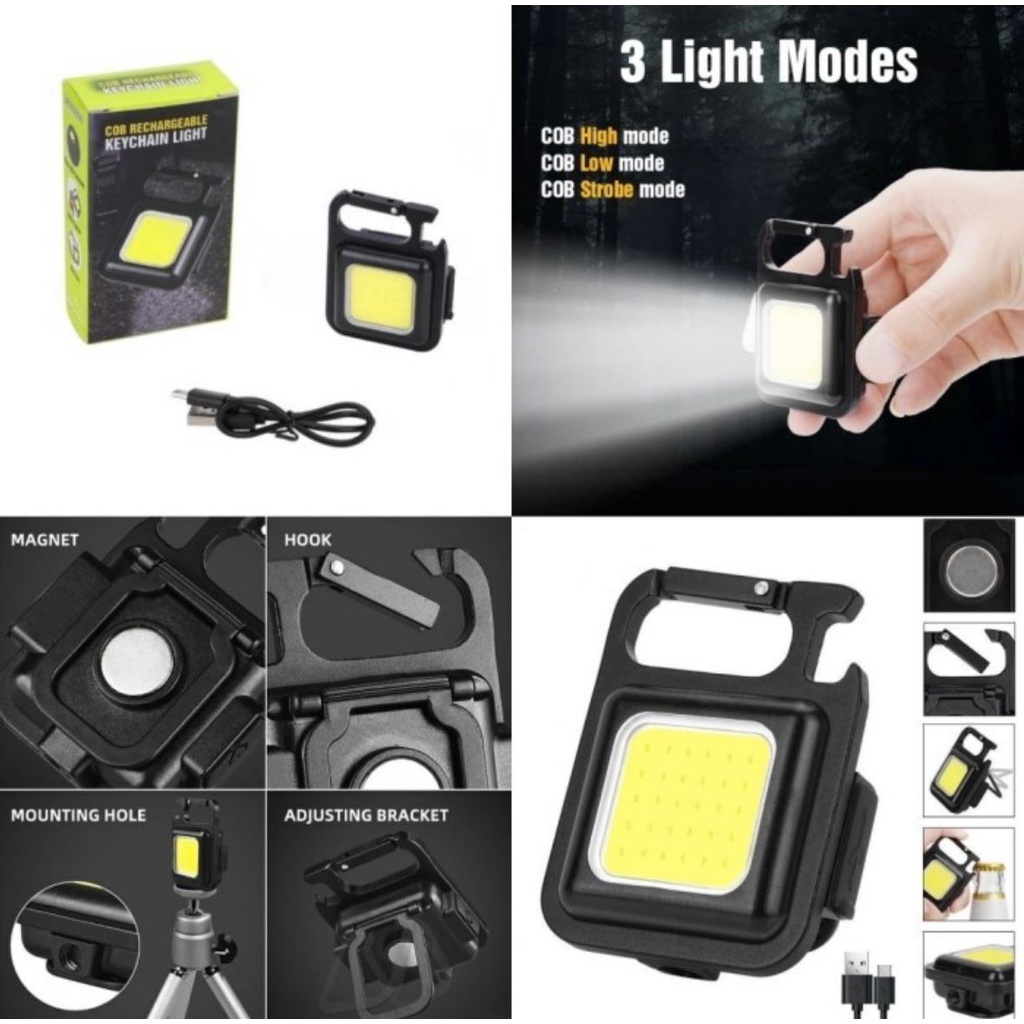 ( Besi ) Lampu cod rechargeable keychain light / lampu LED gantungan kunci multifungsi /LAMPU CAMPING/SENTER MINI LED