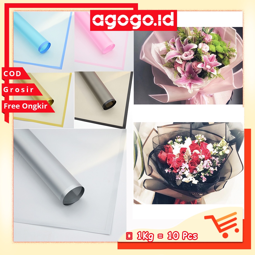 AGG-285 Flower Wrapping Line Color &amp; Trasnparant Wrapping Cellophane Waterproof/ Kertas Buket Pembungkus Bunga