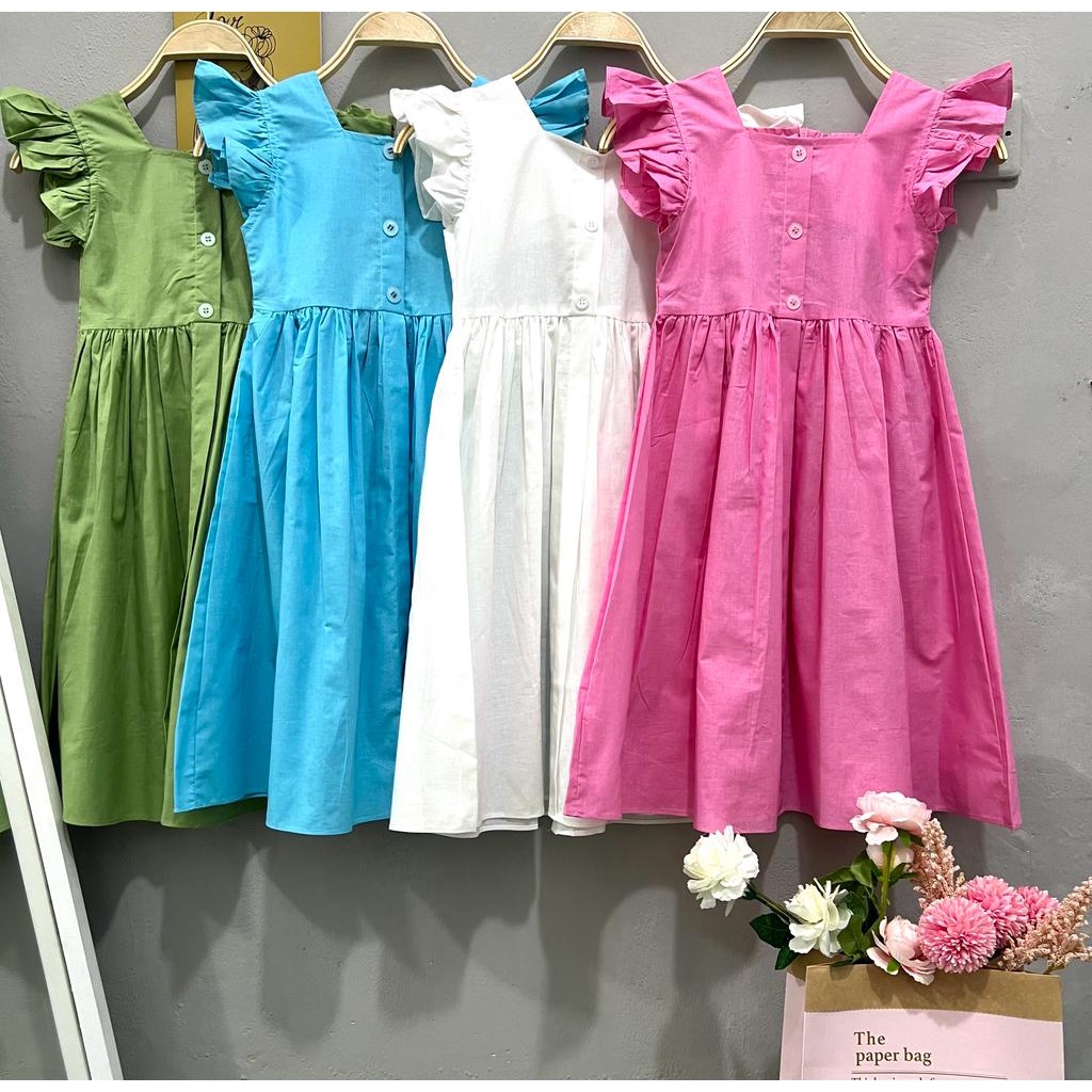 Jimmedy.id - Dress Anak Perempuan Imut Bahan Katun Untuk Umur 3 - 7 Tahun