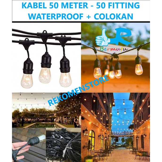 Kabel Fitting Gantung Lampu Outdoor Taman 50 Fitting - 50M 50 Meter