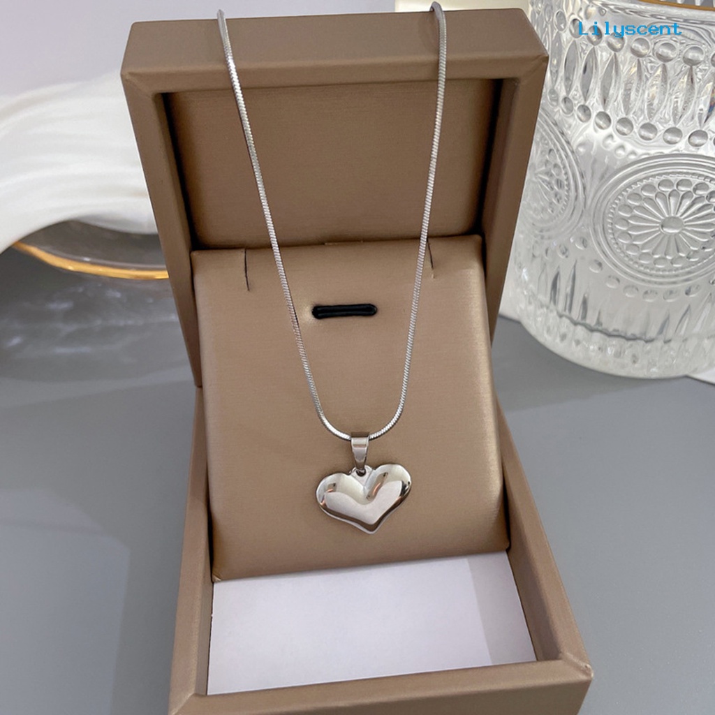 [LS]Heart Kalung Stainless Steel Warna Silver Anti Karat Peach Hati 3D Charms Temperamen Dress-Up Perhiasan Rantai Wanita Klavikula Rantai Kalung Aksesoris Untuk Pesta