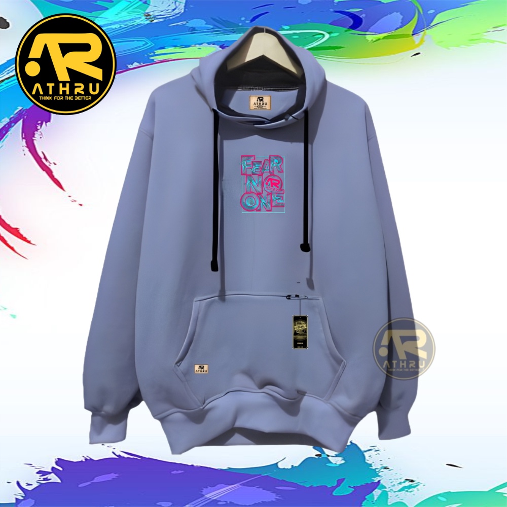 Athru Authentic Sweater Warna Abu paralon Hoodie Pria Sablon FEAR No One Gravity Jaket Onisex Jumbo