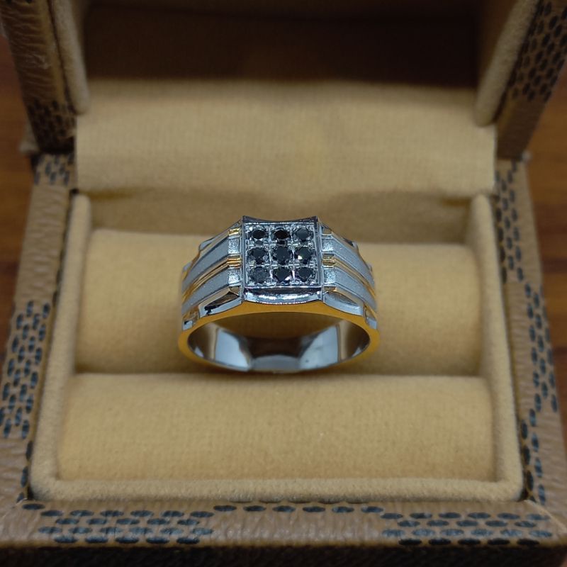 Cincin Silver Pria Berlian Hitam Free memo