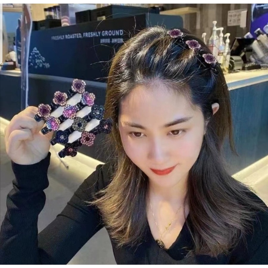 J06 JEPIT RAMBUT PONI GAYA KOREAN CANTIK MODEL BUNGA PERMATA GAYA KEKINIAN - BDC