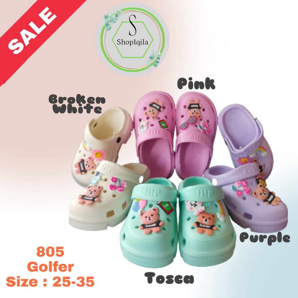 sandal baim fuji anak golfer dilli aksesoris jibbitz teddy bear terlaris 805 (24-35)sandal anak gemoyy ala eva korea