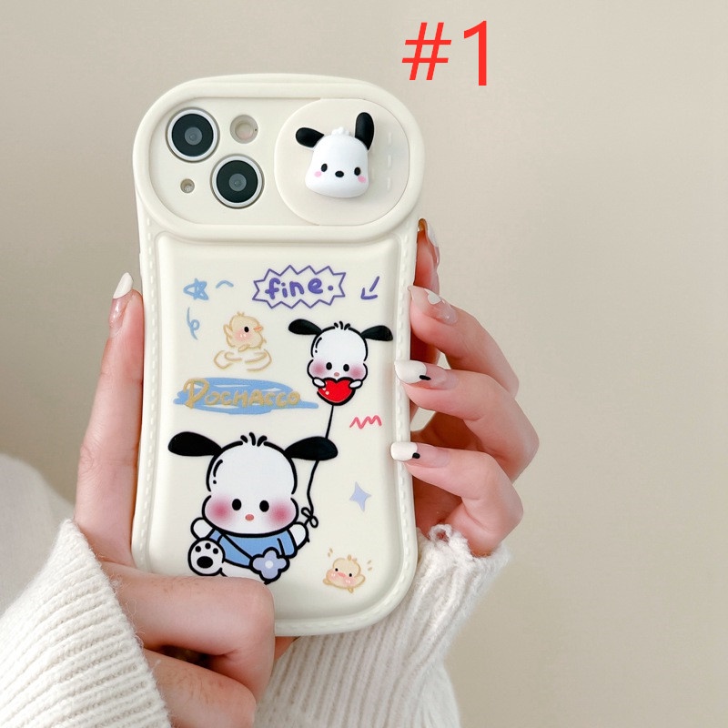 Pochacco &amp; Cinnamoroll Doll Push The Window Cover Soft Case iP iPhone 11 12 13 14 Pro Max White Casing Apple