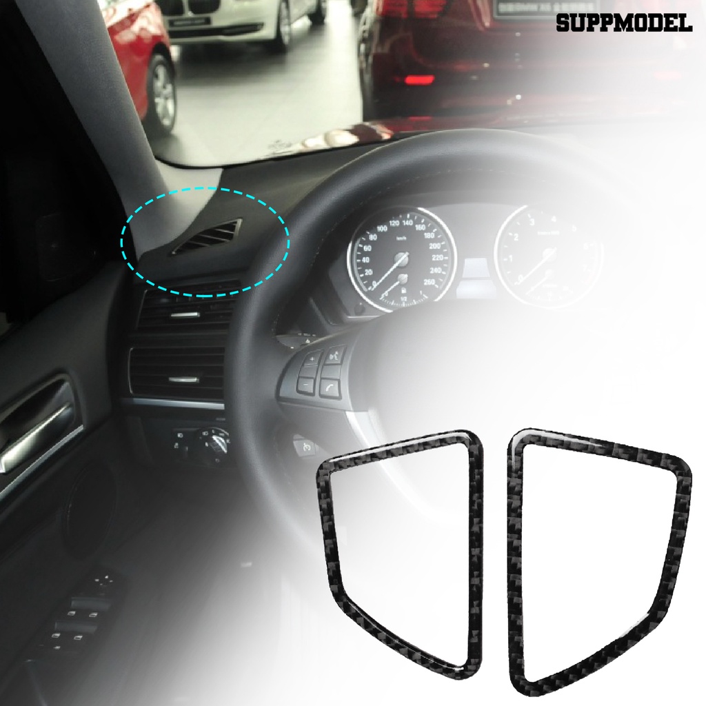 [Dekorasi] 2pcs Carbon Fiber Meter Air Outlet Vent Frame Trim Sticker Cover Untuk BMW E70 X5 E71 X6 2008-2013 Hak Drive