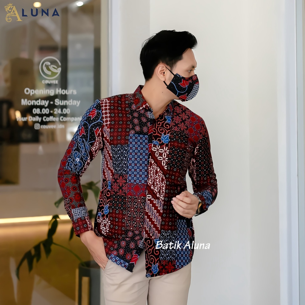 Batik Pria Lengan Panjang Slimfit Atasan Batik Premium Pria Cowo Batik Pekalongan Original Modern Seragam Kantor Jumbo SBA 11