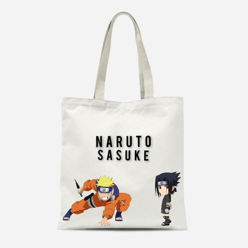 TOTE BAG KANVAS RESLETING PRIA WANITA/ TAS KEKINIAN PRIA WANITA TERMURAH NARUTO AND SASUKE KEREN SEMI KANVAS TERMURAH