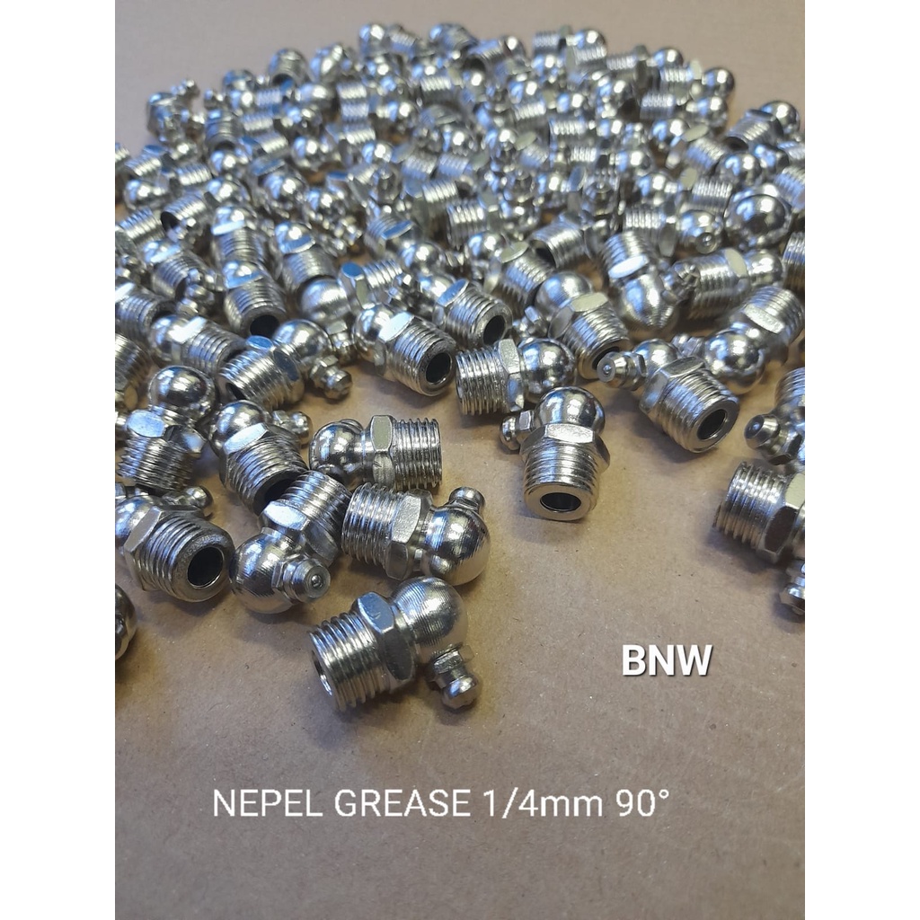 Nepel grease nepel gemuk 1/4mm bengkok 90 derajat NPT