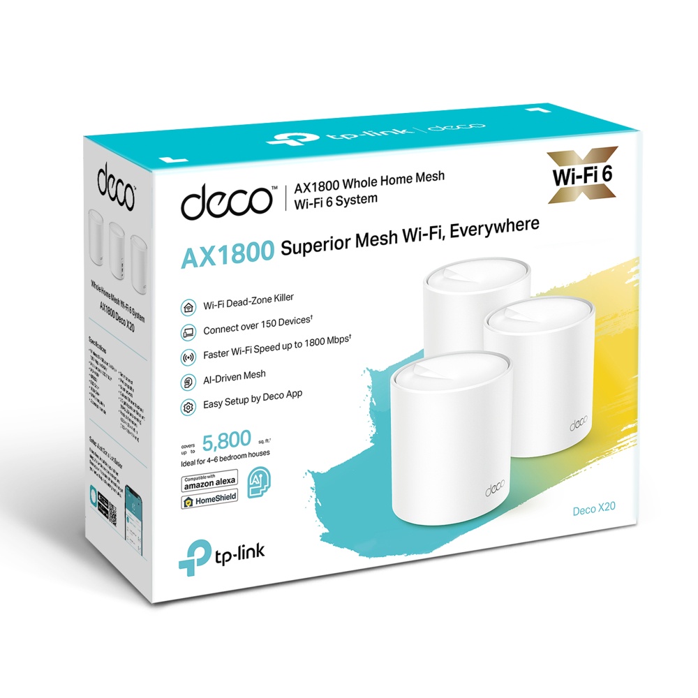 Tp-Link Deco X20 3 Pack AX1800 Whole Home Mesh Wi-Fi 6 System