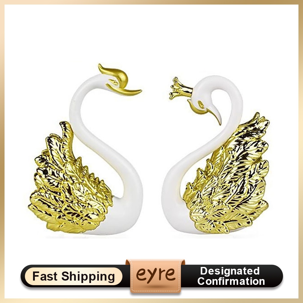 Eyre （Jaminan kualitas ☀）Hari Valentine Emas dan Perak Mahkota Angsa Cinta Romantis Flamingo Kue Ula