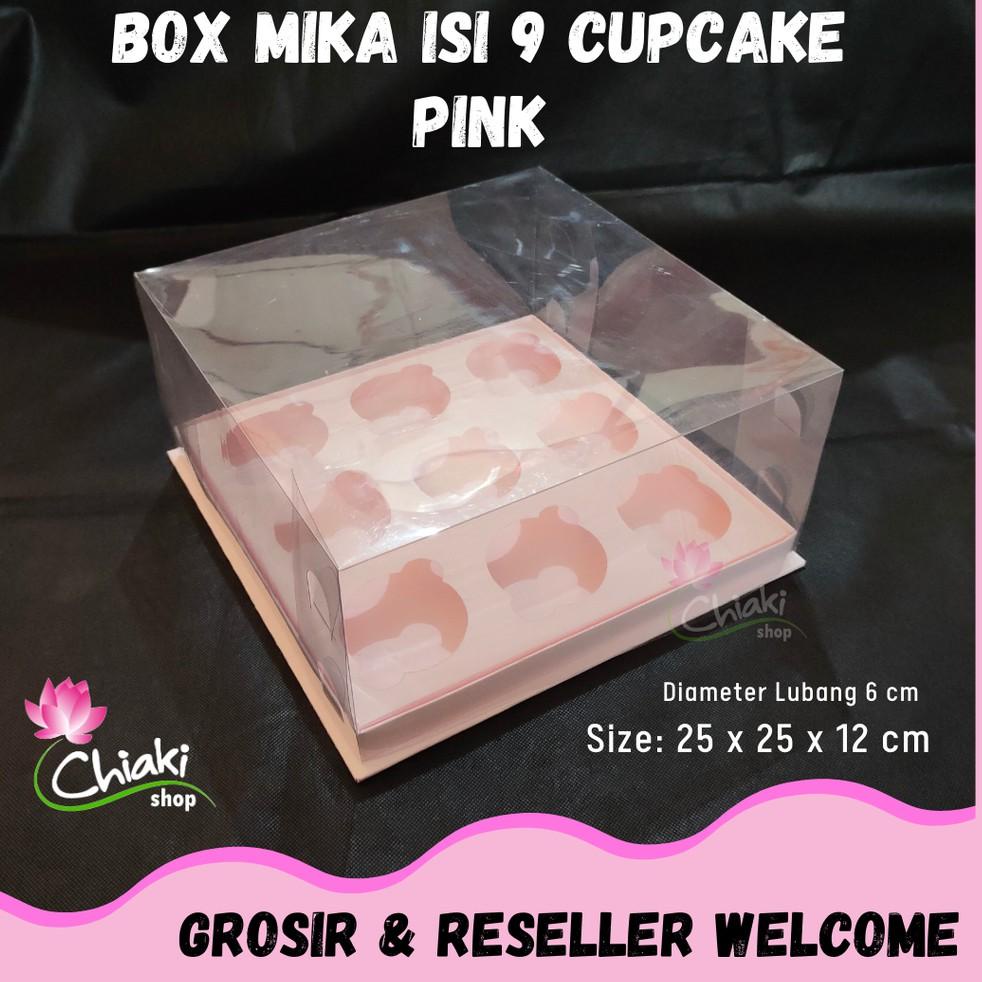 

[S-1W ㊛] Box Mika PINK Uk 25 x 25 x T. 12 cm Cupcake isi 9 Cake Pudding Tart Dus Emas Karton Tebal CHIAKI-terviral