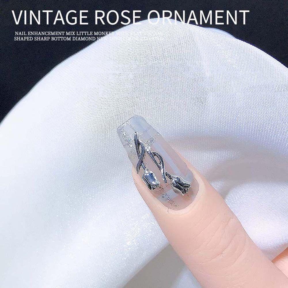 AUGUSTINA Agustina Rose Nail Art Dekorasi Aksesoris Manicure Jepang Hiasan Kuku Alloy 3D Nail Jewelry