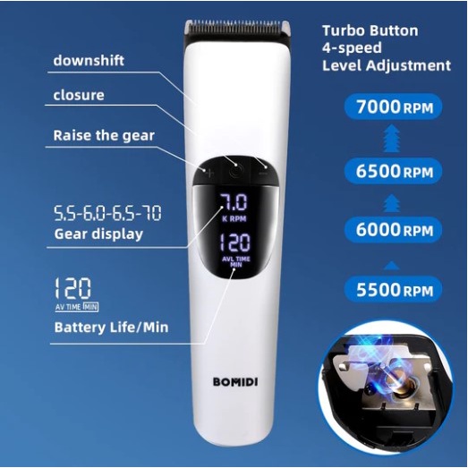 Bomidi L1 Alat Cukur Rambut Elektrik Mesin Hair Clipper Cordless Set Cukuran Mencukur Perawatan Pria 5 Detachable Head