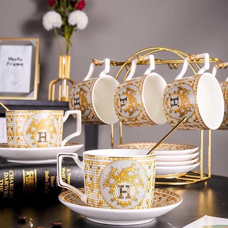 Cangkir Herms Set cangkir Gold Branded herms keramik mewah sultan Cangkir Gold Cangkir Emas