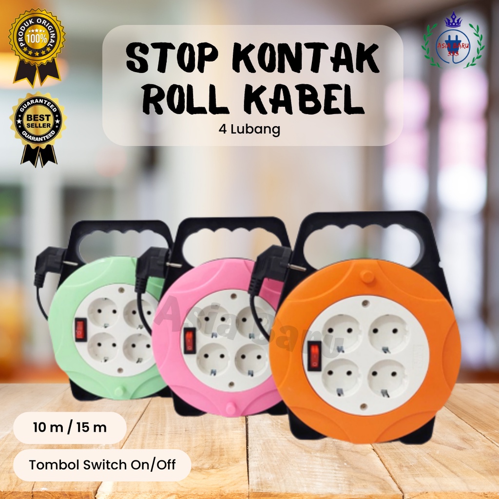 Stop Kontak / Roll Kabel panjang 10 meter / 15 meter Switch