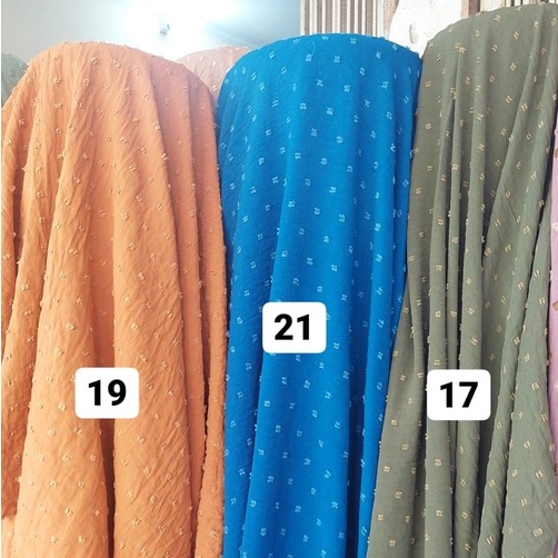 (TERLARIS) Rayon CRINKLE CEY Airflow URAGIRI ONE TONE Original / Kain Katun Motif Dots onetone Kring