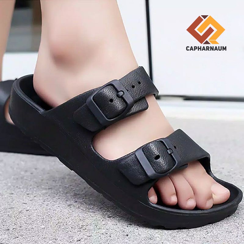 Capharnaum [FEET] Sandal Selop Pria Strap Ban 2 Tali Slide Unisex Polos Sandal Slip On Phylon Strap 2 Pria Sandal Selop Kasual Pria Sandal