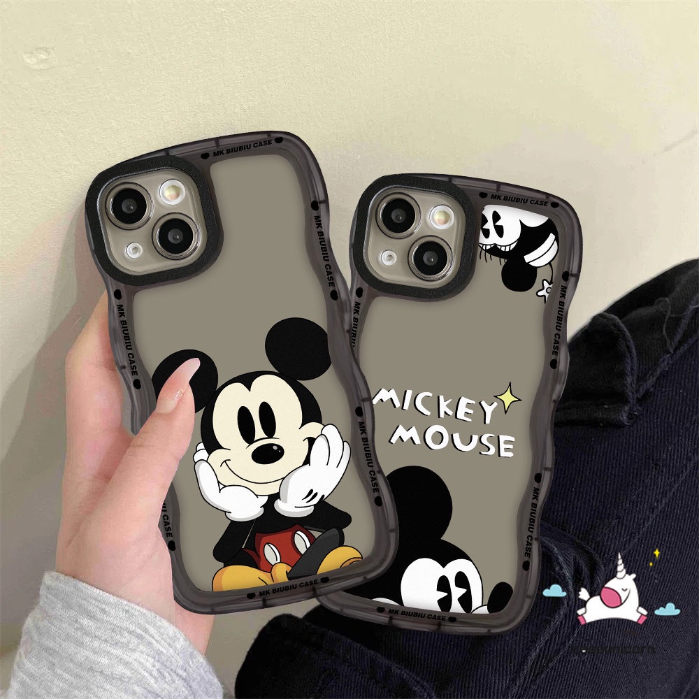 Casing Oppo A17 A95 A57 A15 A17K A16 A54 A78 A96 A5s A12 A55 A76 A16s A3s A5 A9 A74 A77 A7 A16K A1k A77s A53 A52 Reno 8T 7 7Z 8Z 6 Kartun Mickey Mouse Lembut Bergelombang Tepi Couple Case/Sarung Couple/Sarung Couple/Sarung Couple/Sarung Couple