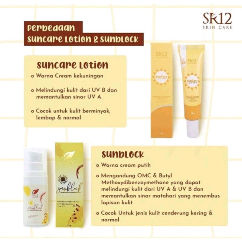 SR12 Sunscreen &amp; Sunblok Wajah SPF 30 Suncare Lotion SR12 Perawatan Wajah Anti UVA UVB Melindungi Kulit dari Sinar UV BPOM Original