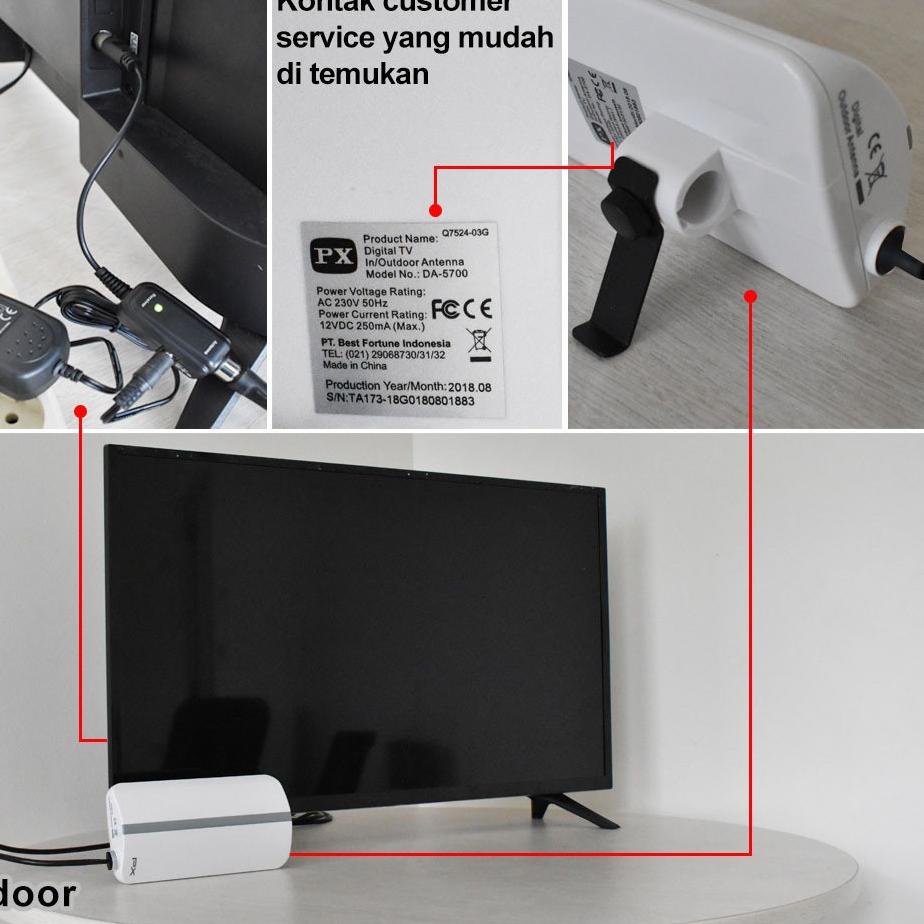 Terbaik Antena TV In/Outdoor PX DA-5700 Digital TV DVB-T2 dengan Booster & Power Inserter