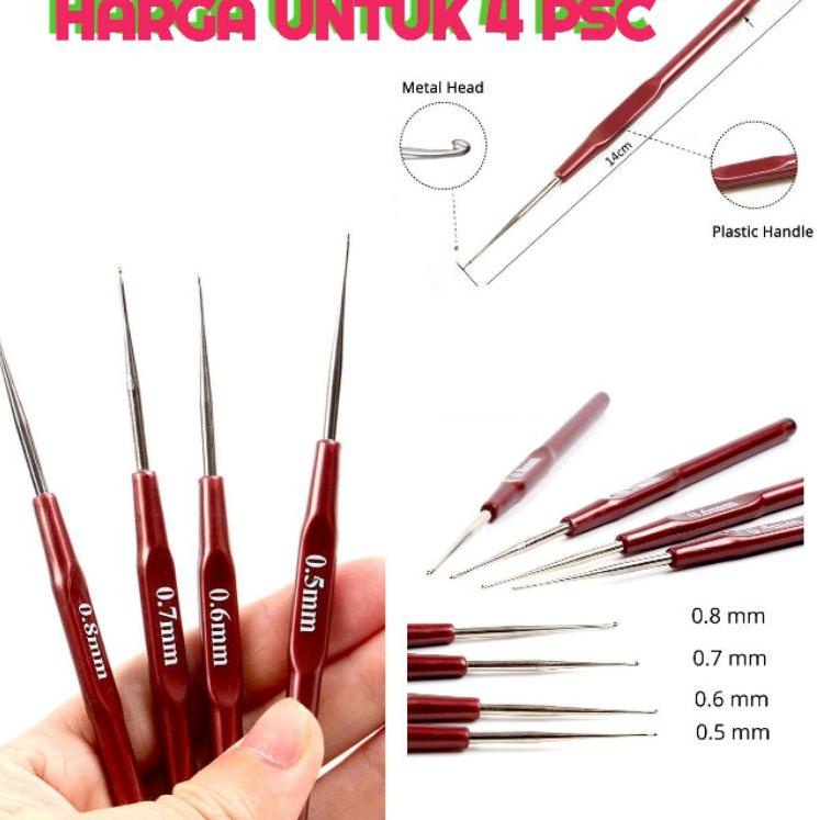 TerlarisJarum Gimbal / Jarum Rajut / Dreadlocks Pen Tulip / Jarum Songket 1 Set Isi 4 Pcs