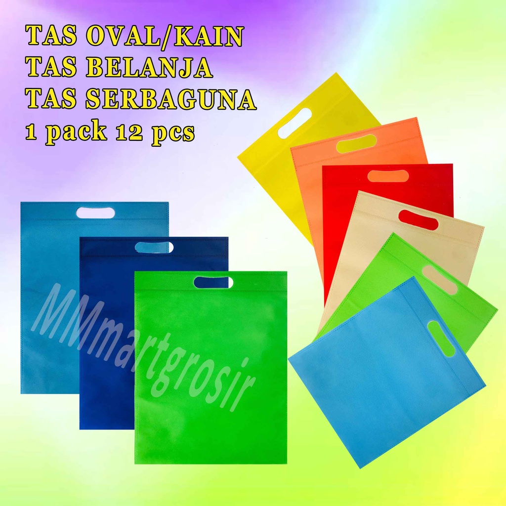 Tas Oval Kain / Tas Belanja / Tas Serbaguna / Tas Jinjing 1 pack 12pcs
