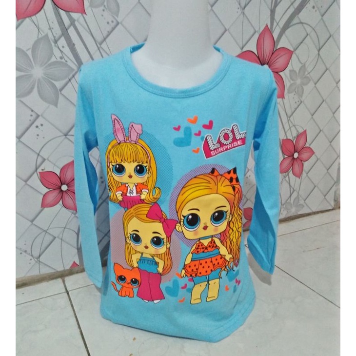 baju kaos anak lengan panjang / baju anak perempuan/ baju anak lol / baju 6-7 tahun