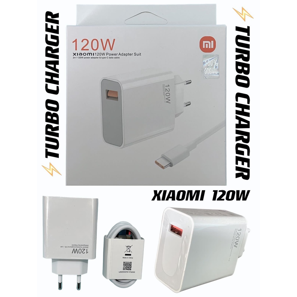 Charger XIAOMI 120W Original ( SUPORT TURBO CHARGE) Colokan TYPE C