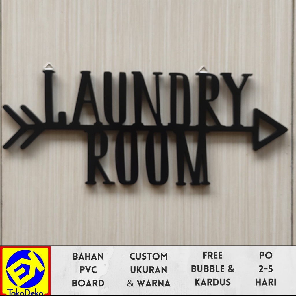 Dekorasi Rumah Hiasan Dinding Tulisan Laundry Room (Panah)