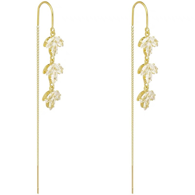 2022terbaru Daun Maple Zirkon Rumbai Panjang Earline Female COCOJEWELRY